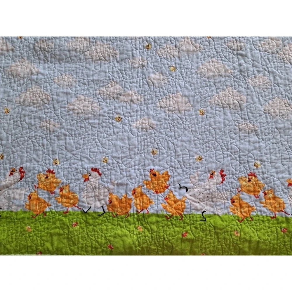 Vintage Hens And Chickens Throw‎  Quilt Hand quilted 38x33